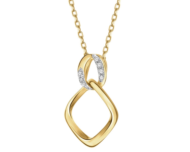 Zawieszka z żółtego złota z diamentami - 0,02 ct - próba 375