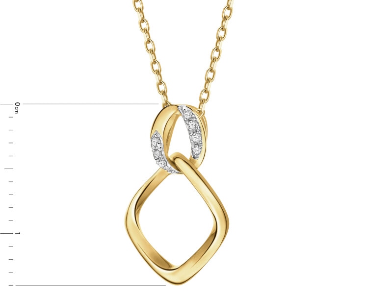 Zawieszka z żółtego złota z diamentami - 0,02 ct - próba 375