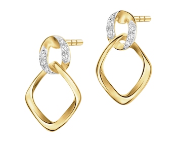 Kolczyki z żółtego złota z diamentami - 0,04 ct - próba 375