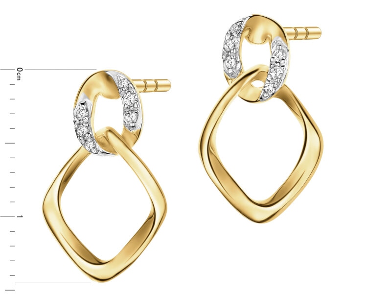 Kolczyki z żółtego złota z diamentami - 0,04 ct - próba 375