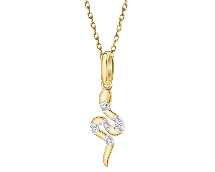 Zawieszka z żółtego złota z diamentami - wąż - 0,01 ct - próba 375