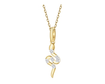 Zawieszka z żółtego złota z diamentami - wąż - 0,01 ct - próba 375