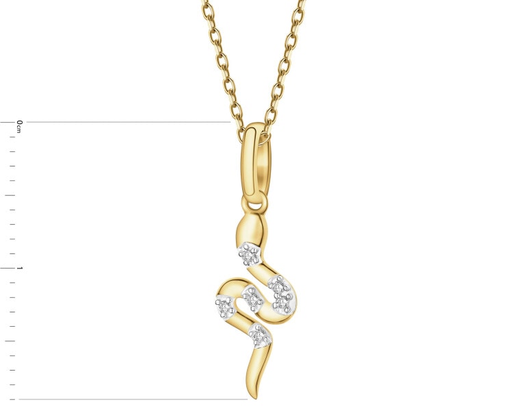 Zawieszka z żółtego złota z diamentami - wąż - 0,01 ct - próba 375