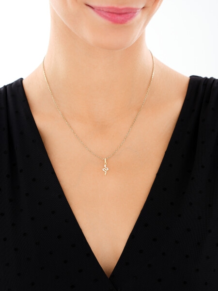 Zawieszka z żółtego złota z diamentami - wąż - 0,01 ct - próba 375