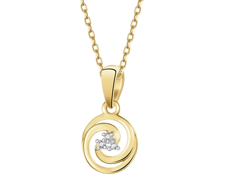 Zawieszka z żółtego złota z diamentami - koła - 0,01 ct - próba 375
