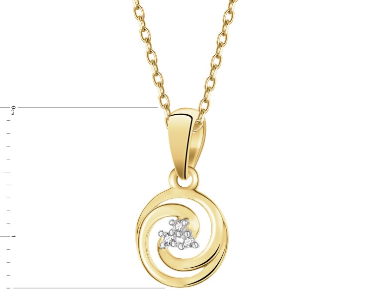 Zawieszka z żółtego złota z diamentami - koła - 0,01 ct - próba 375