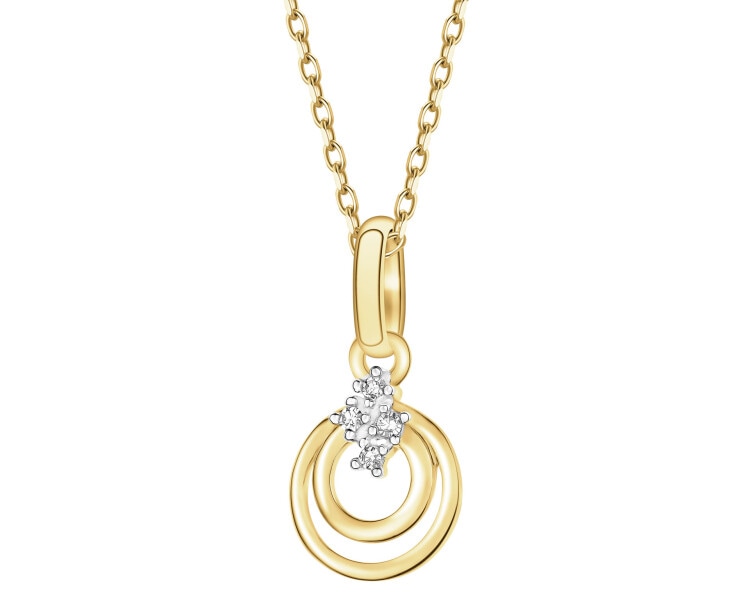 Zawieszka z żółtego złota z diamentami - koło - 0,01 ct - próba 375