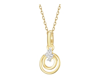 Zawieszka z żółtego złota z diamentami - koło - 0,01 ct - próba 375
