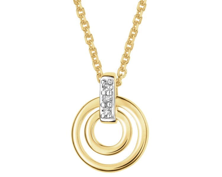 Naszyjnik z żółtego złota z diamentami - koło - 0,01 ct - próba 585