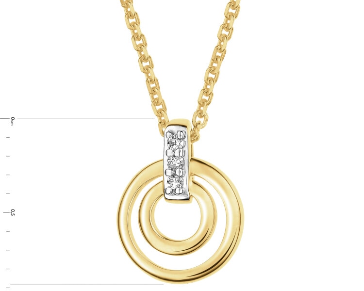 Zlatý náhrdelník s diamanty - kroužek - 0,01 ct - ryzost 585