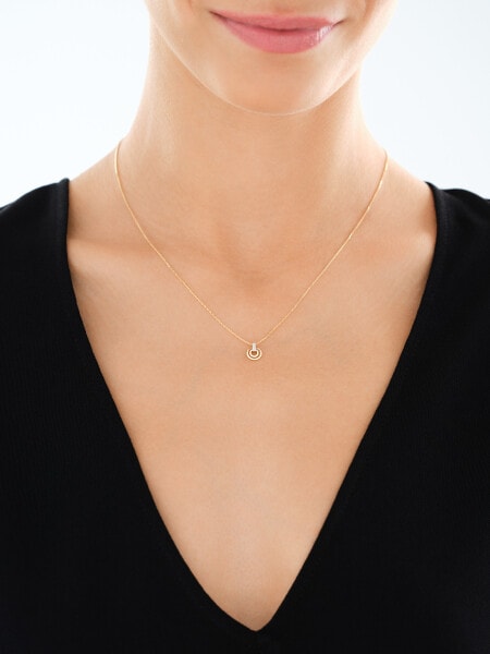 Zlatý náhrdelník s diamanty - kroužek - 0,01 ct - ryzost 585