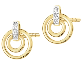Kolczyki z żółtego złota z diamentami - koła - 0,01 ct - próba 585