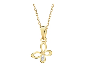 Zawieszka z żółtego złota z diamentem - motyl - 0,004 ct - próba 375