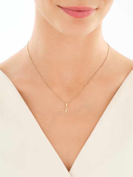 Zawieszka z żółtego złota z diamentem - motyl - 0,004 ct - próba 375