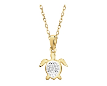 Zawieszka z żółtego złota z diamentami - żółw - 0,01 ct - próba 375
