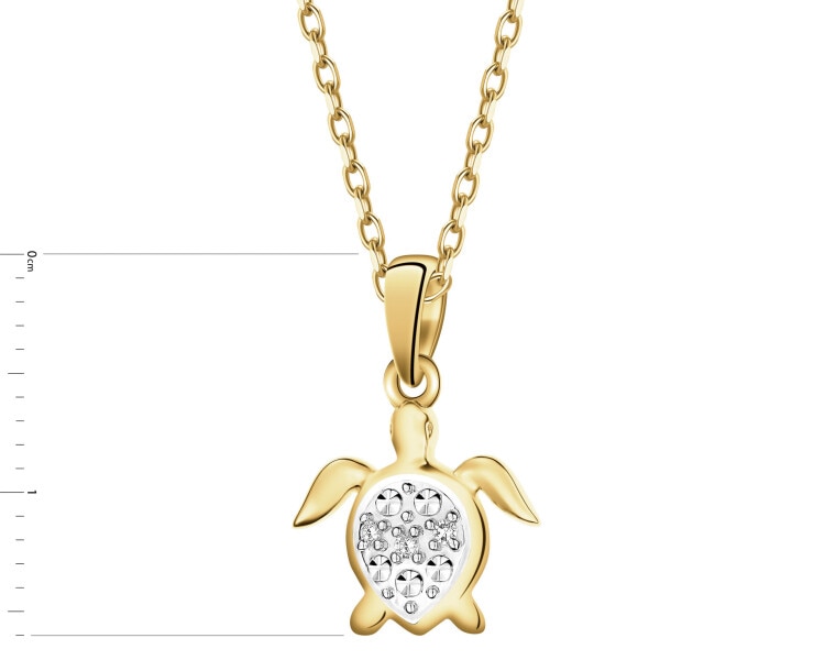 Zawieszka z żółtego złota z diamentami - żółw - 0,01 ct - próba 375