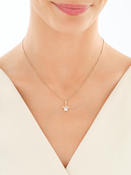 Zawieszka z żółtego złota z diamentami - żółw - 0,01 ct - próba 375