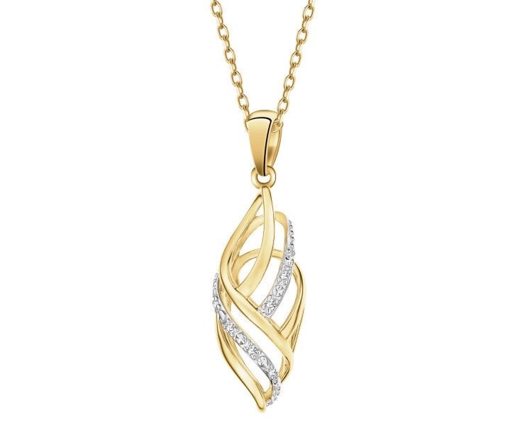 Zawieszka z żółtego złota z diamentami - 0,02 ct - próba 585