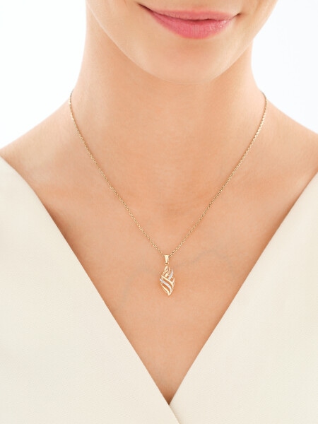 Zawieszka z żółtego złota z diamentami - 0,02 ct - próba 585