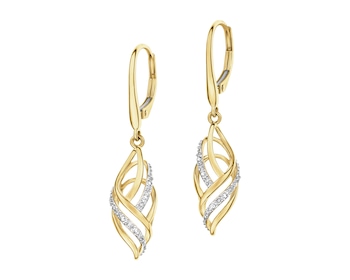 Kolczyki z żółtego złota z diamentami - 0,03 ct - próba 585