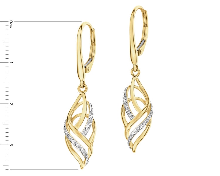 Zlaté náušnice s diamanty - 0,03 ct - ryzost 585