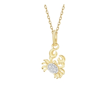 Zawieszka z żółtego złota z diamentami - Rak - 0,01 ct - próba 375