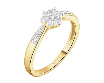 Pierścionek z żółtego i białego złota z diamentami - 0,05 ct - próba 375