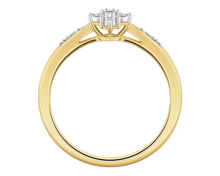 Pierścionek z żółtego i białego złota z diamentami - 0,05 ct - próba 375