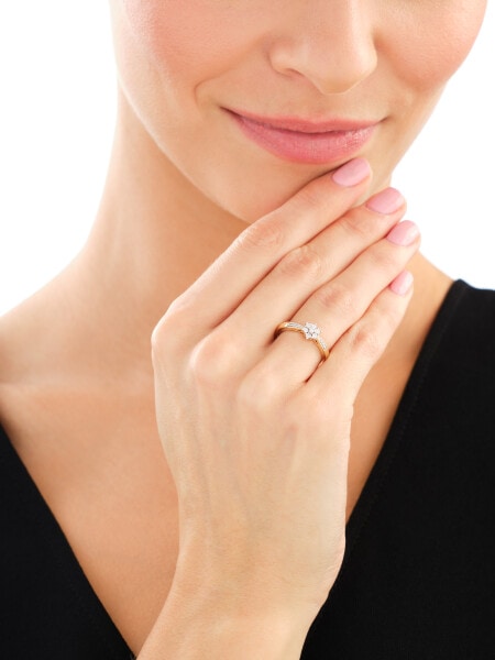 Pierścionek z żółtego i białego złota z diamentami - 0,05 ct - próba 375