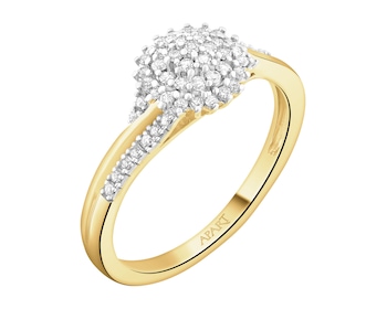 Pierścionek z żółtego złota z diamentami - 0,20 ct - próba 585