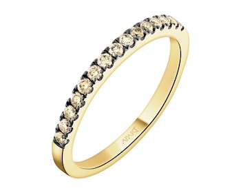 Pierścionek z żółtego złota z brylantami Champagne - 0,22 ct - próba 585