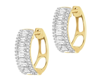Kolczyki z żółtego złota z diamentami - koła - 0,25 ct - próba 585