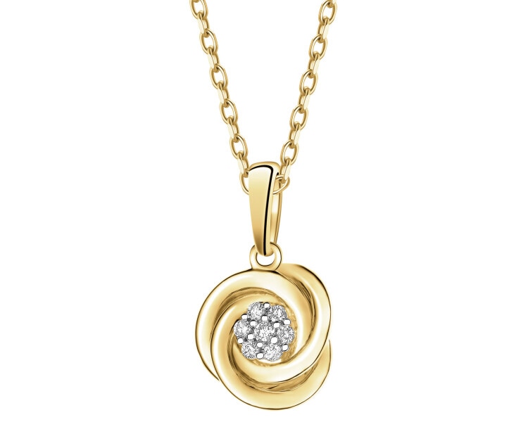 Zawieszka z żółtego złota z brylantami - 0,05 ct - próba 585