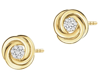 Kolczyki z żółtego złota z diamentami - 0,08 ct - próba 585