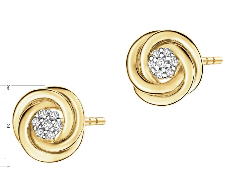 Zlaté náušnice s diamanty - 0,08 ct - ryzost 585