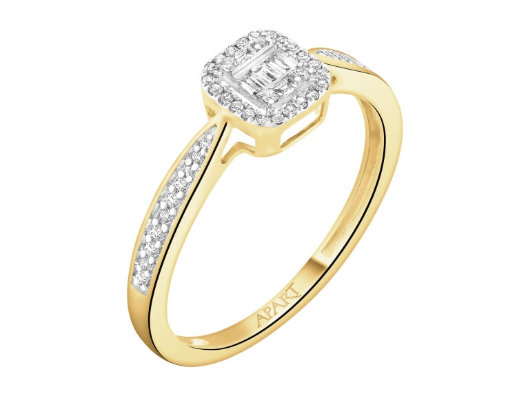 Pierścionek z żółtego złota z diamentami - 0,14 ct - próba 585