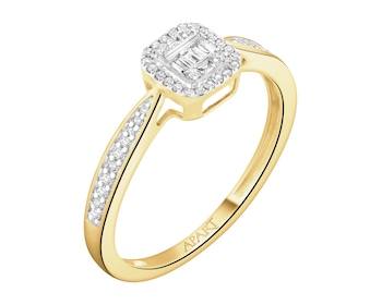 Pierścionek z żółtego złota z diamentami - 0,14 ct - próba 585