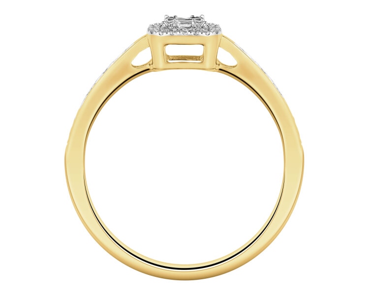 Pierścionek z żółtego złota z diamentami - 0,14 ct - próba 585