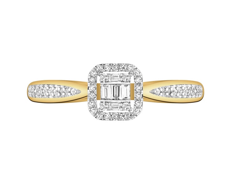 Pierścionek z żółtego złota z diamentami - 0,14 ct - próba 585