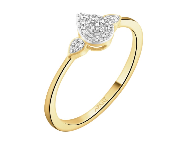 Pierścionek z żółtego złota z diamentami - 0,05 ct - próba 585