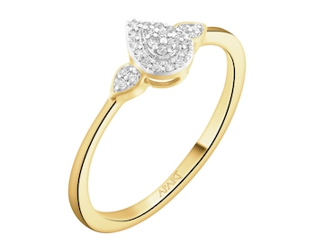 Pierścionek z żółtego złota z diamentami - 0,05 ct - próba 585