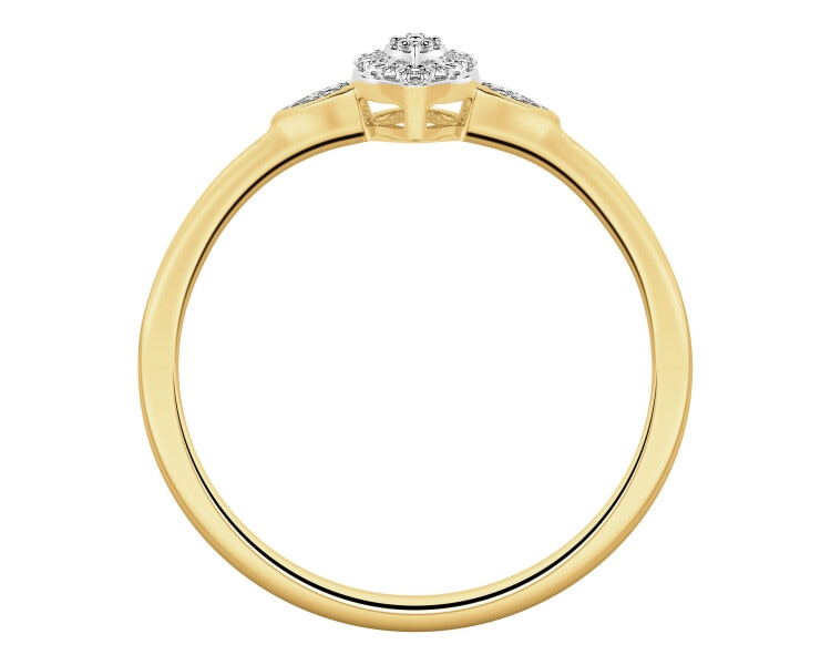 Pierścionek z żółtego złota z diamentami - 0,05 ct - próba 585