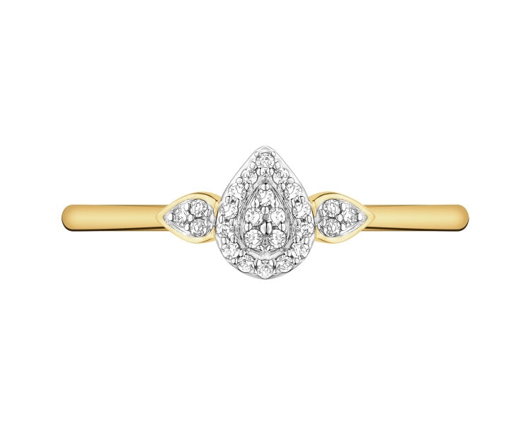 Pierścionek z żółtego złota z diamentami - 0,05 ct - próba 585
