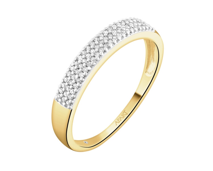Pierścionek z żółtego złota z diamentami - 0,10 ct - próba 585