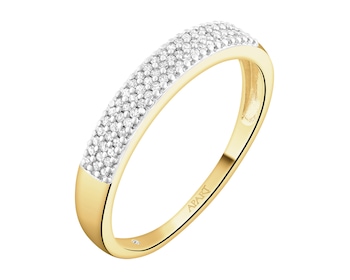 Pierścionek z żółtego złota z diamentami - 0,10 ct - próba 585