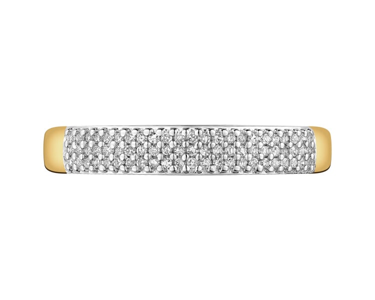 Pierścionek z żółtego złota z diamentami - 0,10 ct - próba 585