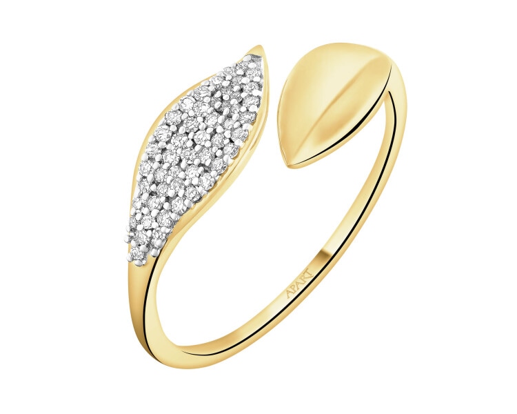 Pierścionek z żółtego złota z diamentami - 0,11 ct - próba 585