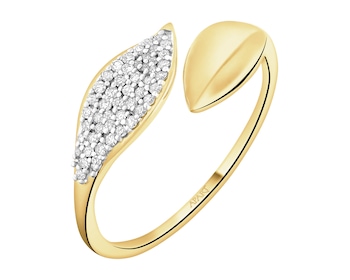 Pierścionek z żółtego złota z diamentami - 0,11 ct - próba 585