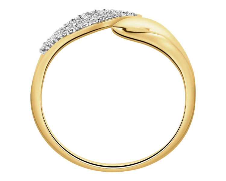 Pierścionek z żółtego złota z diamentami - 0,11 ct - próba 585