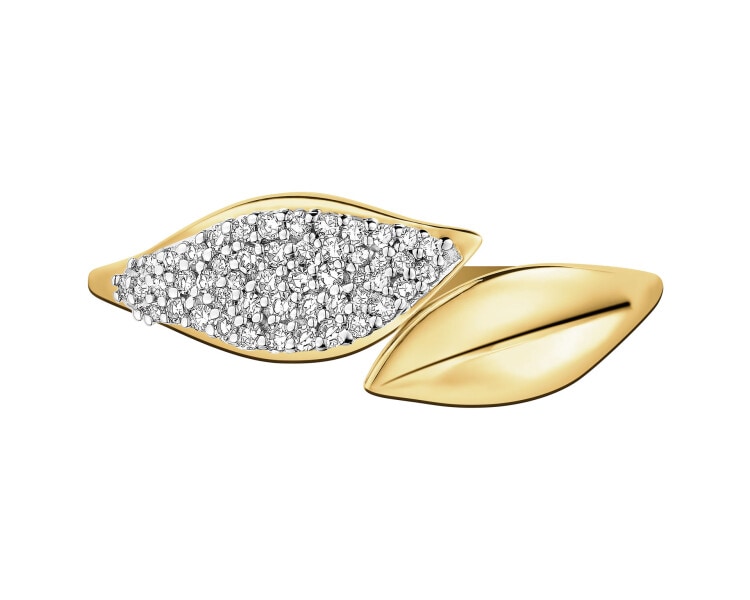 Pierścionek z żółtego złota z diamentami - 0,11 ct - próba 585